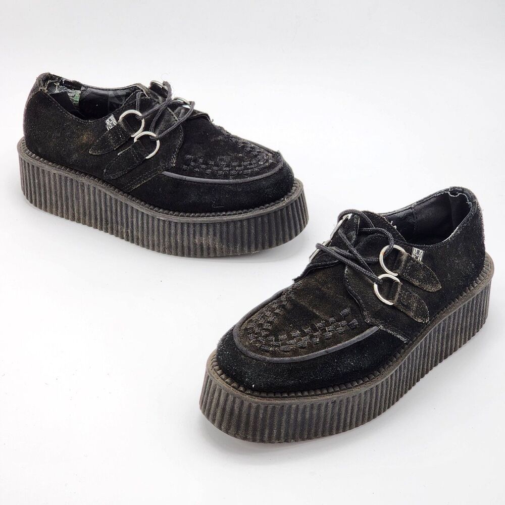 T.U.K. TUK Vintage Viva Mondo Creepers Platform Shoes Black Suede Women's Size 7